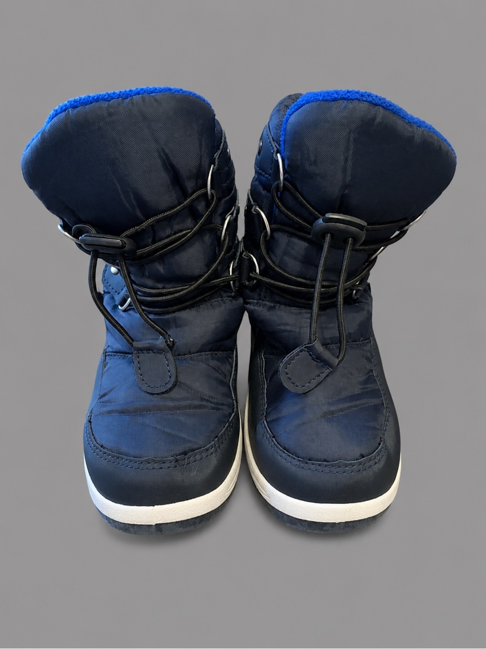 Toddler Navy Blue Insulated Snow Boots with Easy Bungee Closure